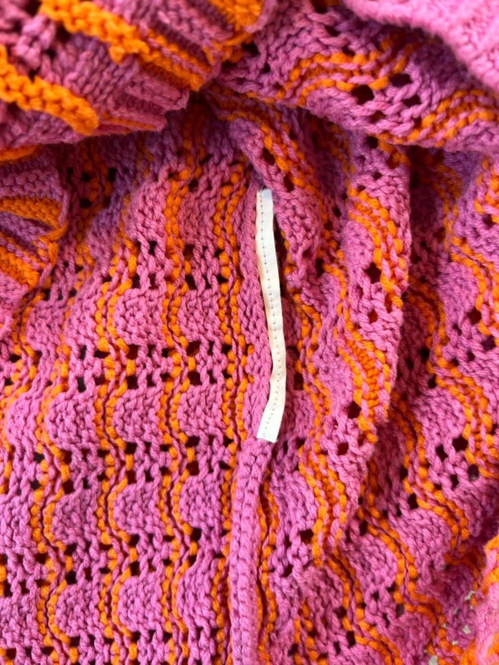 Vibrant BDG PInk & Orange Chunky Knit Cardigan Sweater Urban Outfitters - Picture 10 of 10